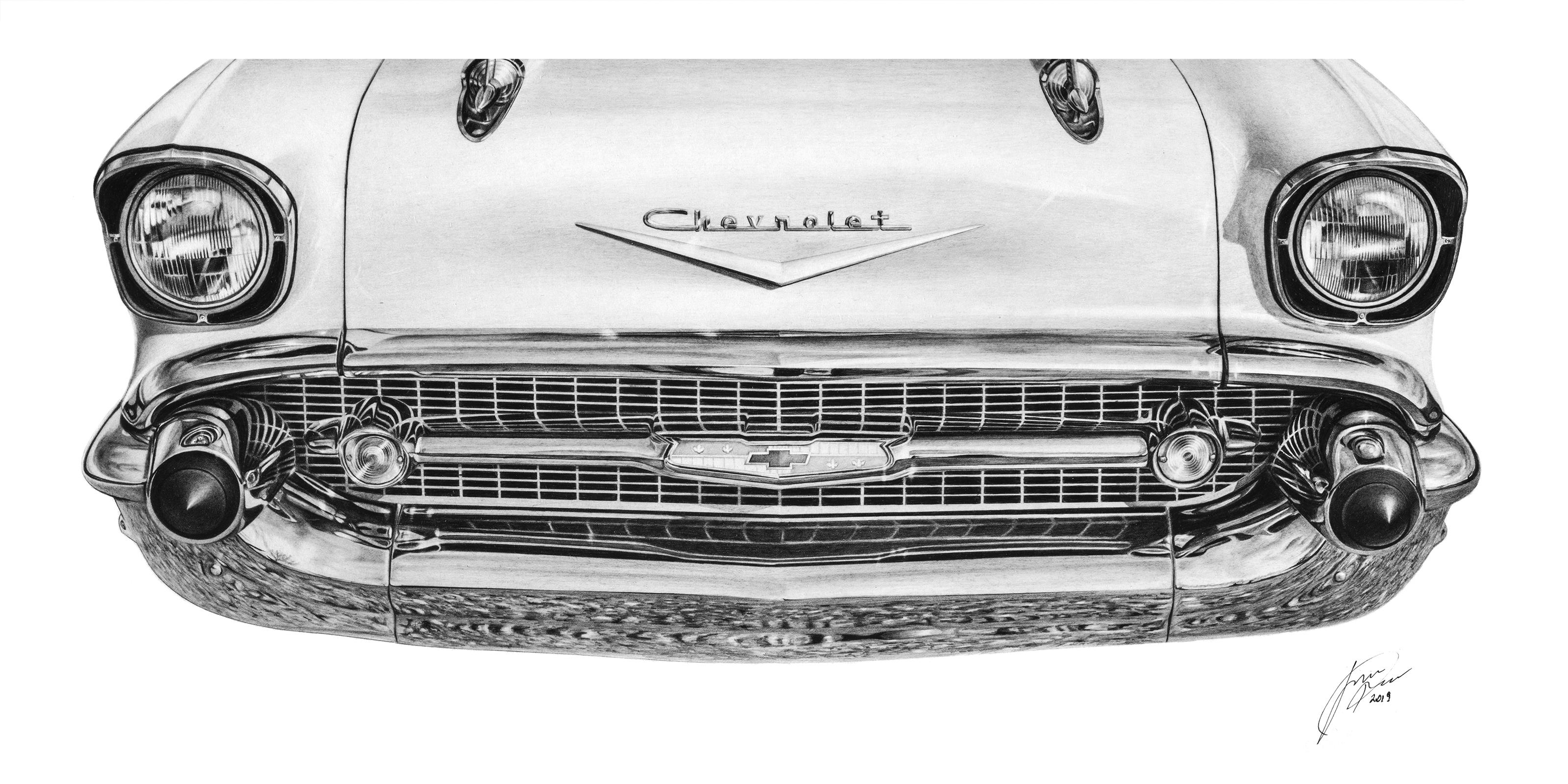 1957 Chevy Bel Air drawing is finished! r/classiccars