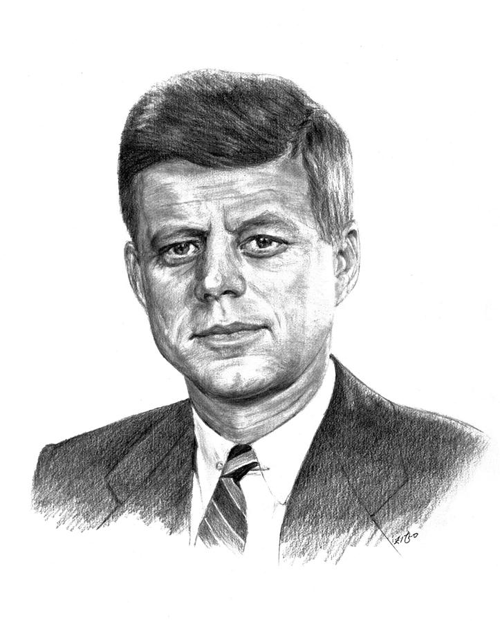 President John F Kennedy Drawing by Lou Ortiz Pixels