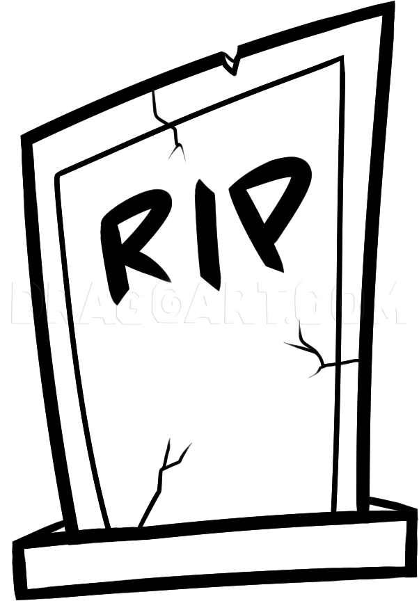 How To Draw A Gravestone, Step by Step, Drawing Guide, by Dawn DragoArt