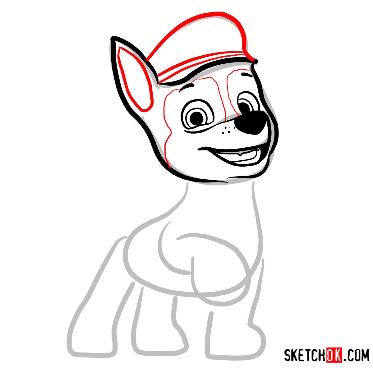 Learn How to Draw Chase, the PAW Patrol's Police Pup