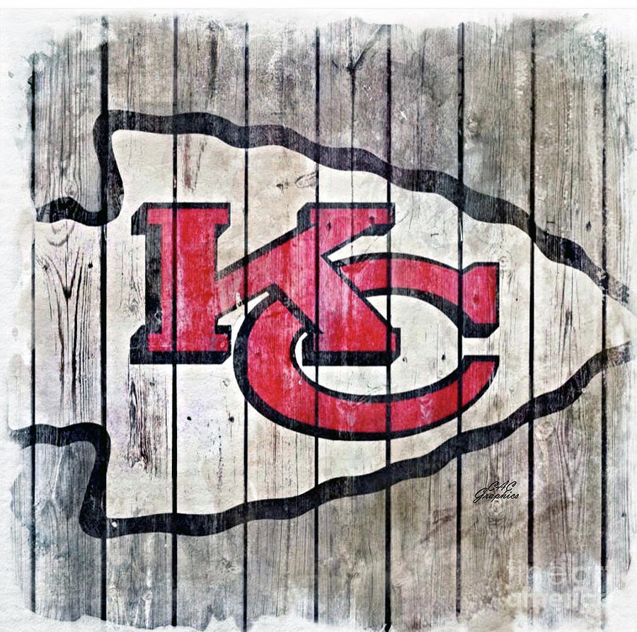 Kansas City Chiefs Wood Watercolor Digital Art by CAC Graphics Fine