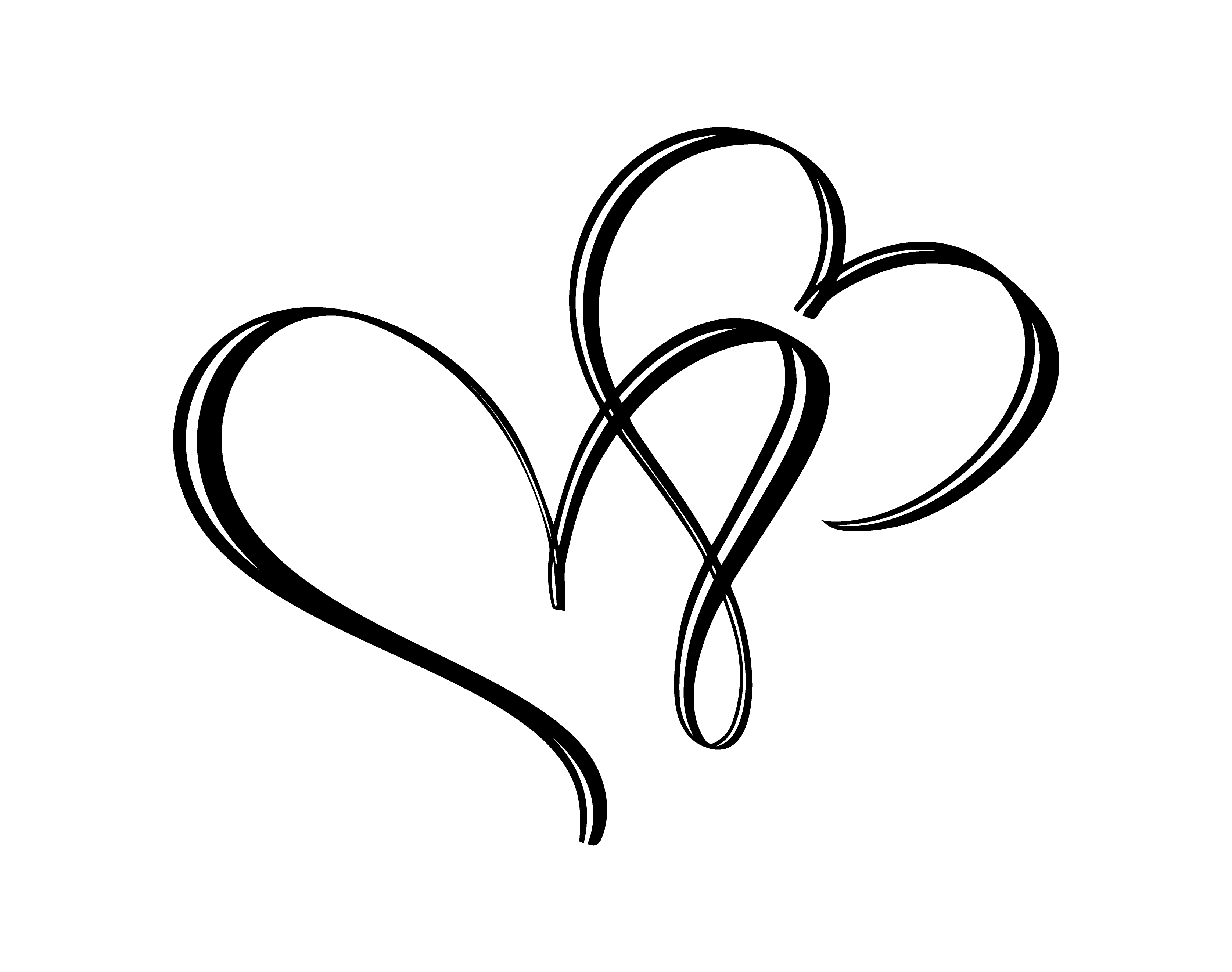 Hand drawn two Heart love sign. Romantic calligraphy vector
