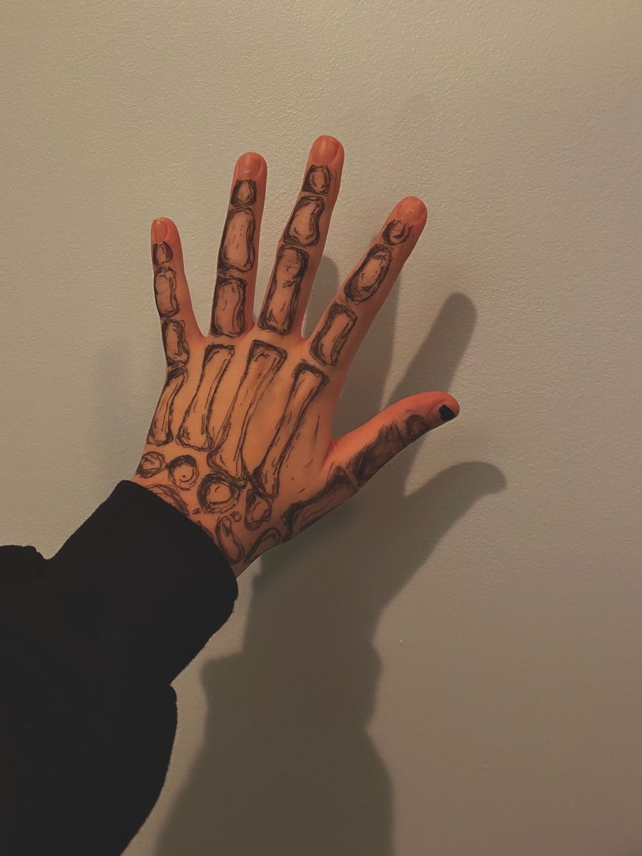 Skeleton Hand Ink Drawing