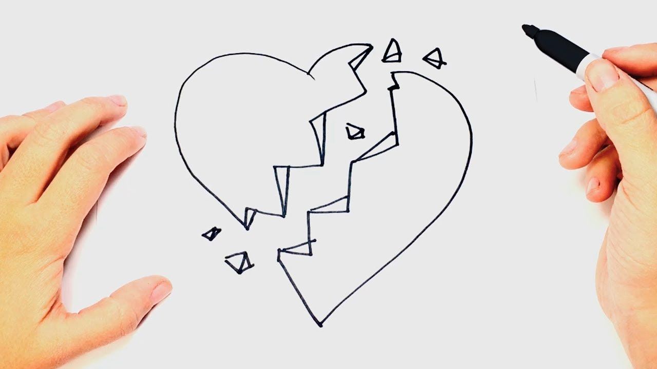 How to draw a Broken Heart Step by Step Easy drawings YouTube