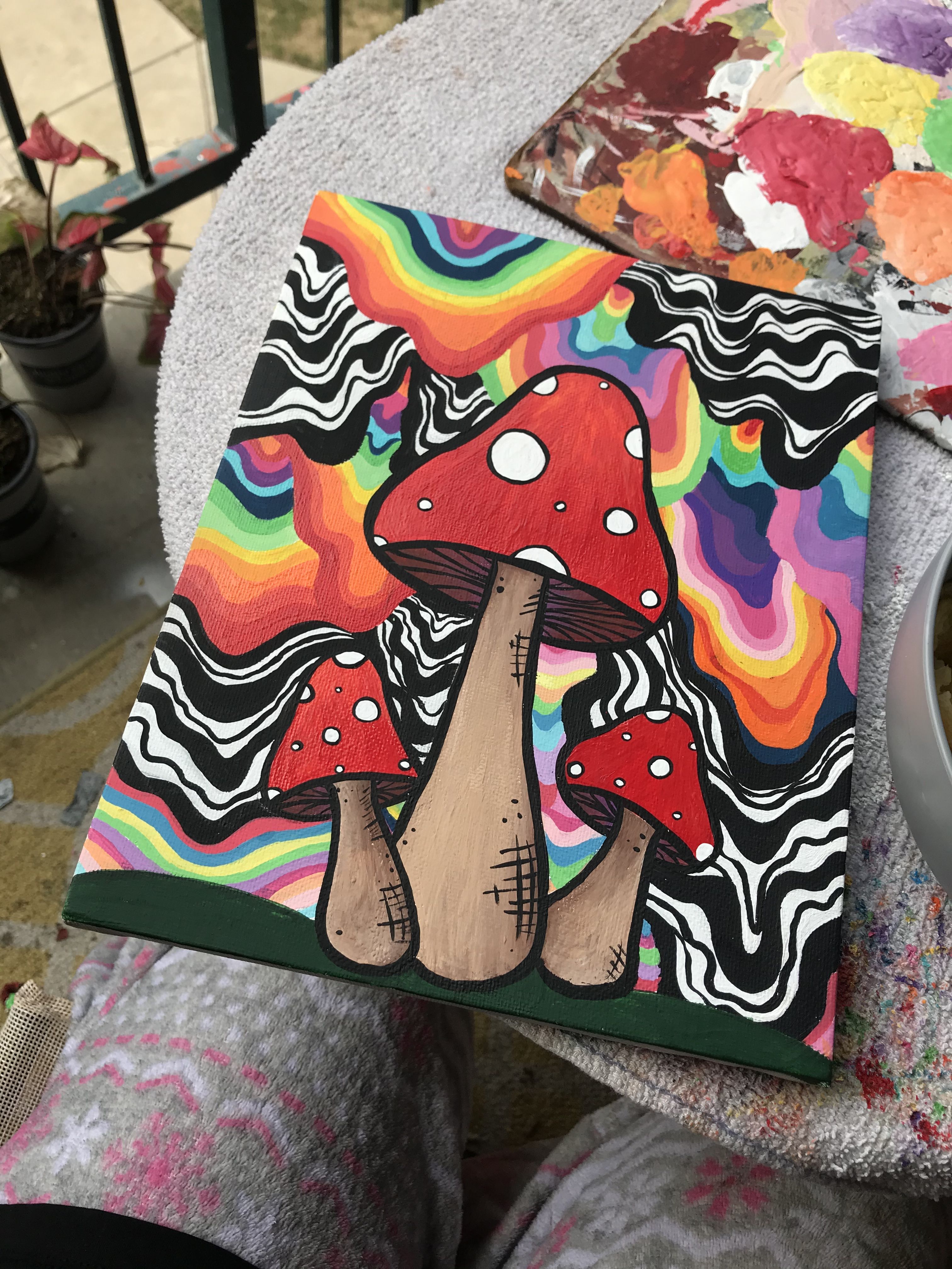 Trippy mushrooms in 2020 Hippie painting, Diy canvas art, Diy art