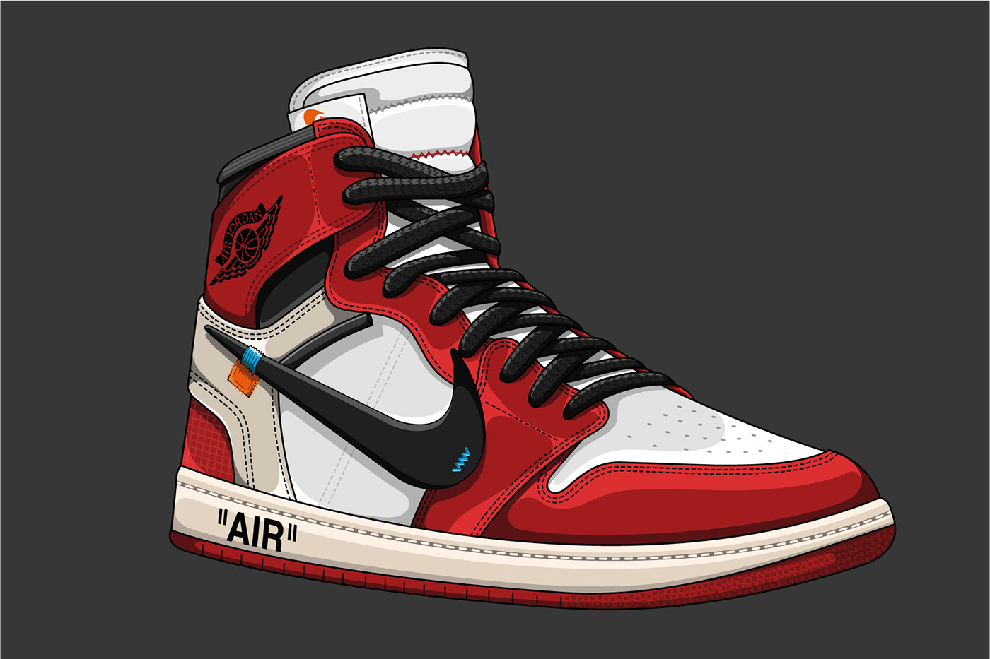 OffWhite Jordan 1 Chicago Digital Drawing on Behance