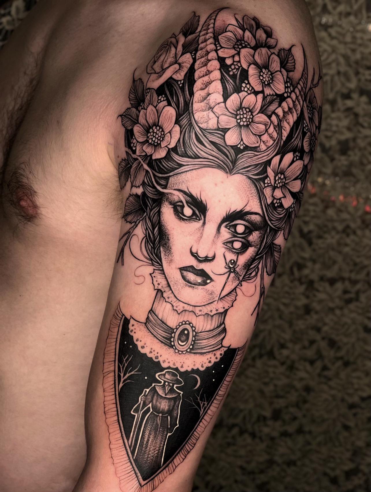 First tattoo! Victorian woman portrait by Matt Murray of Black Veil