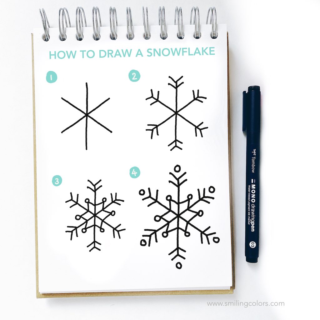 How to Draw a Snowflake 6 Easy ways VIDEO + Printable!
