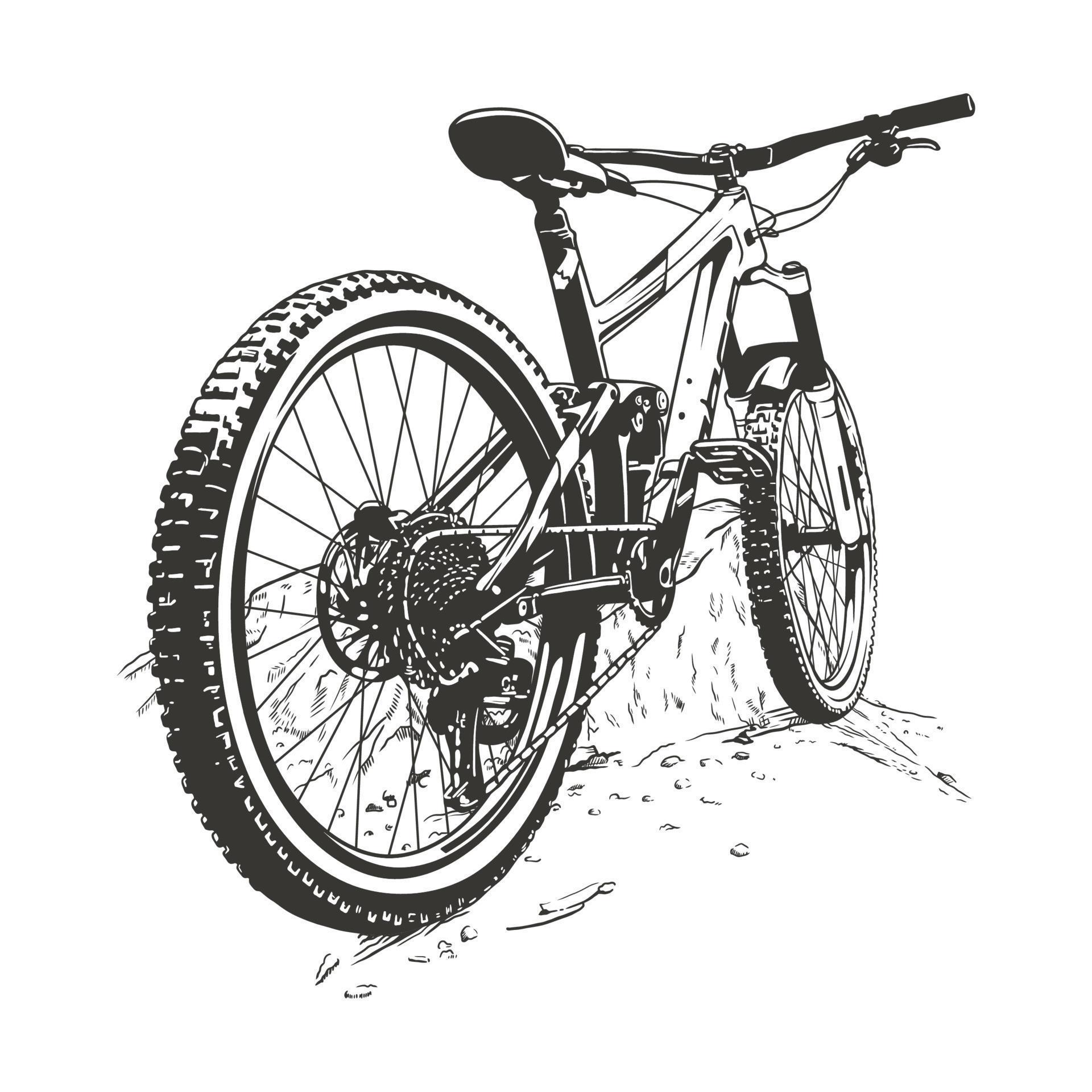 Mountain bike hand drawn vector line art illustration 7286691 Vector