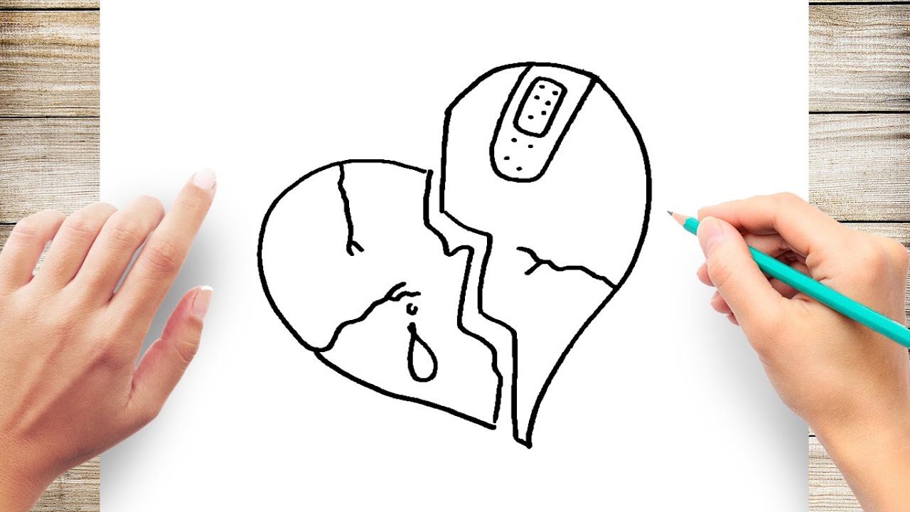 How to draw a broken heart YouTube