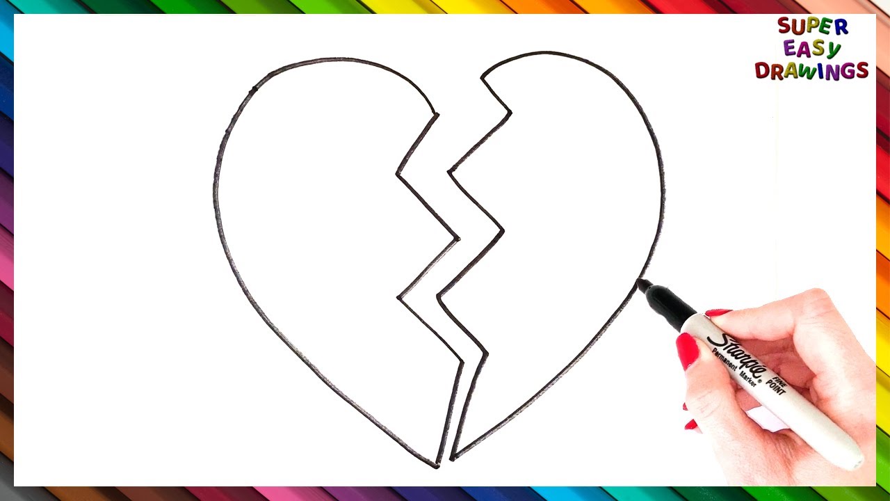 How To Draw A Broken Heart Step By Step Broken Heart Drawing EASY