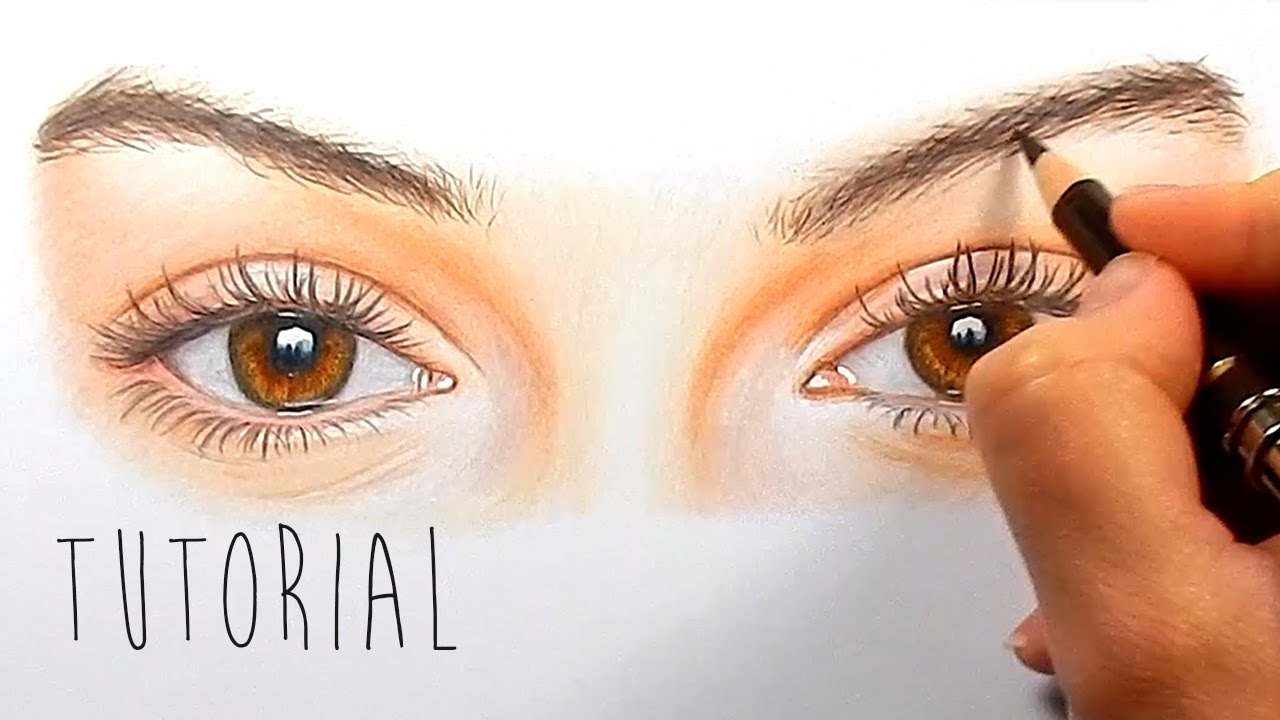 Tutorial How to draw, color realistic eyes with colored pencils