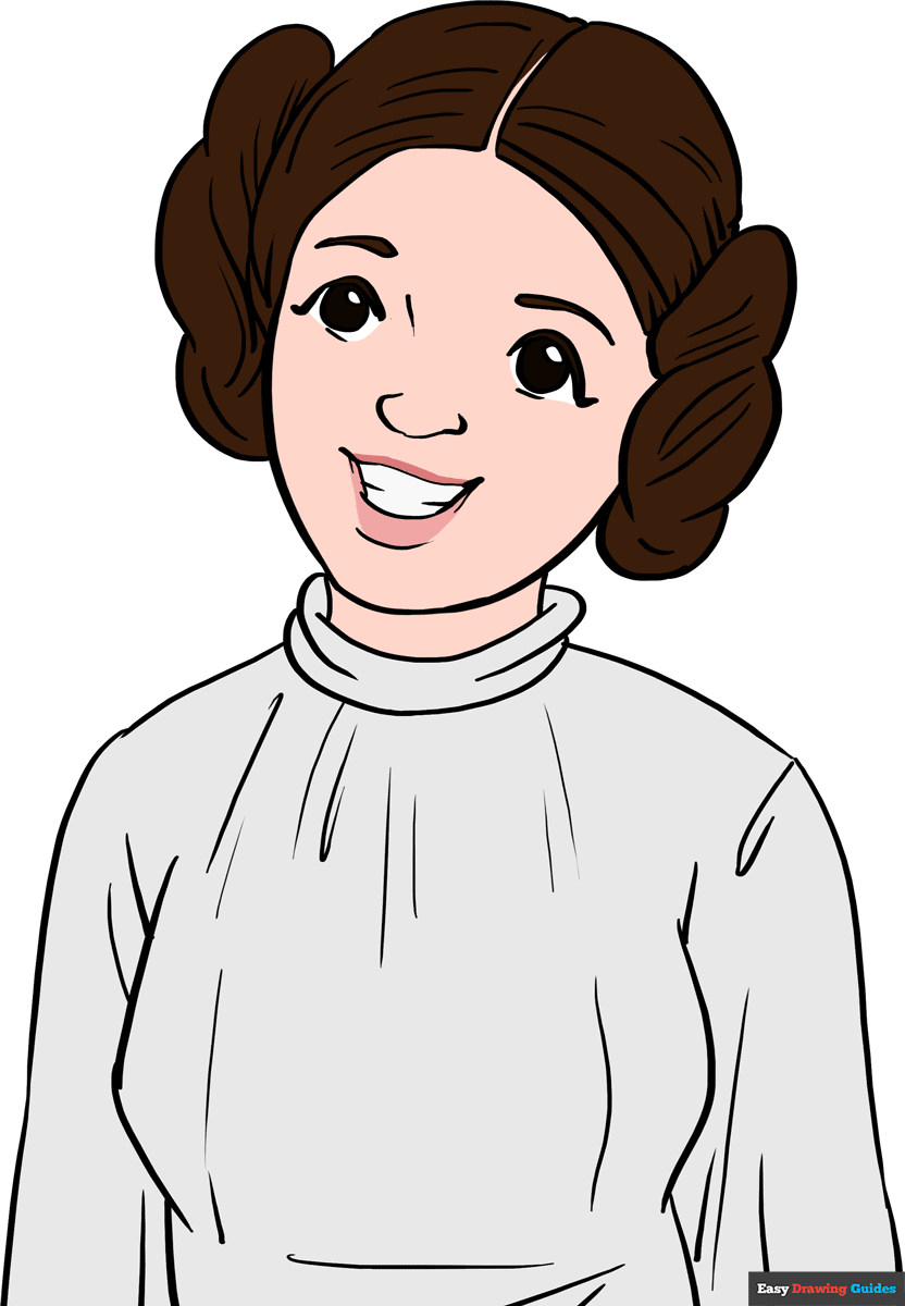How to Draw Princess Leia Really Easy Drawing Tutorial