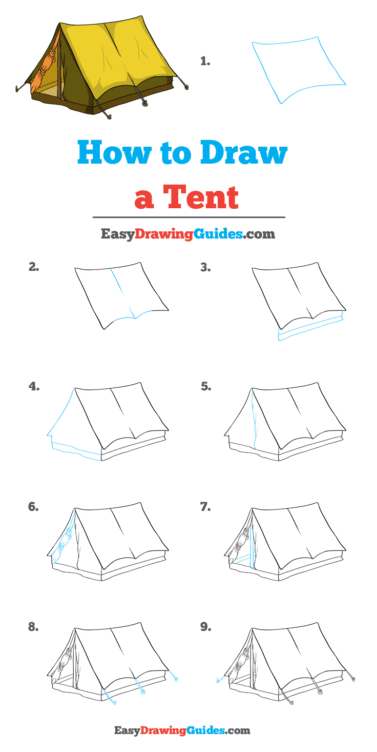 How to Draw a Tent Really Easy Drawing Tutorial