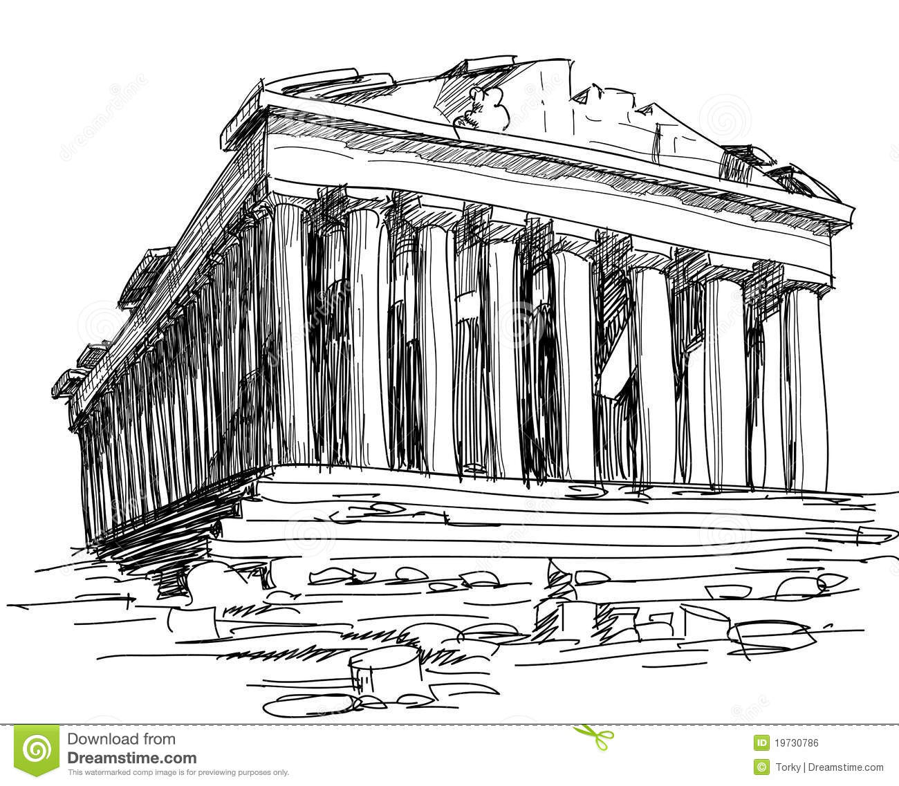 Greece Parthenon Sketch Royalty Free Stock Image Image 19730786