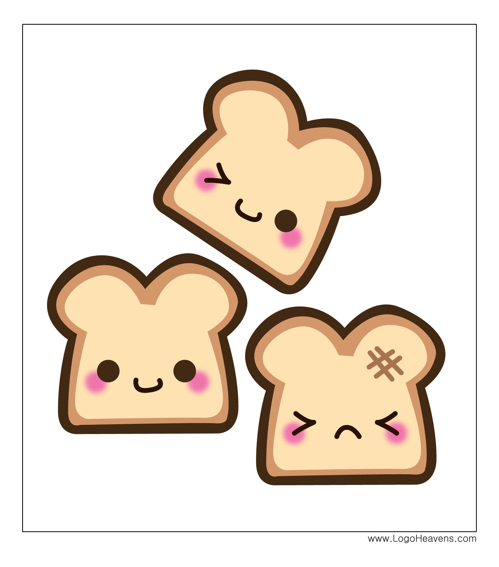 Kawaii Bread Free Illustration Vector File in 2019 Cute kawaii