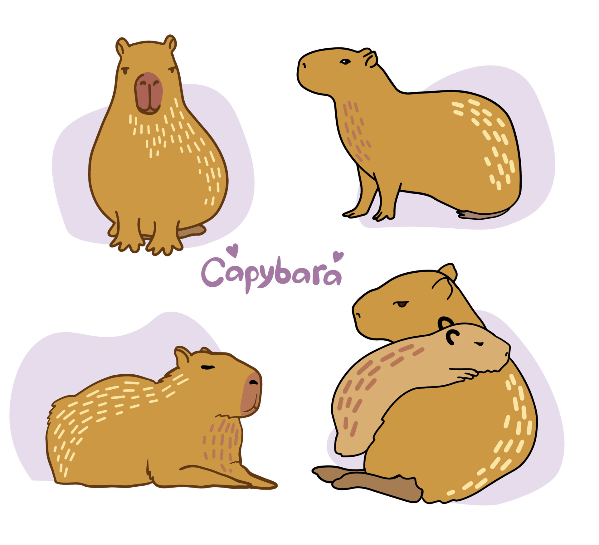 Cute Cartoon Capybara Drawing